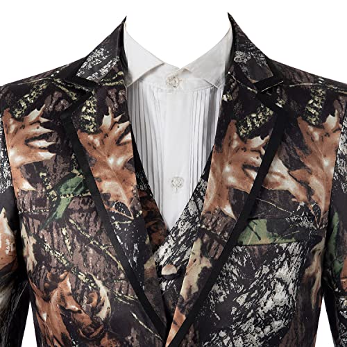 HBDesign Mens 3 Piece 2 Button Black and Green Print Camouflage Custom Suit (Jacket+Vest+Pants)2