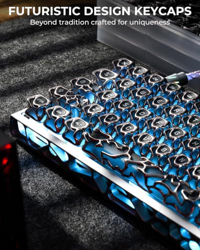 Image of XVX Venom Keycap 60 75 100 Percent, Translucency Keyboard Keycaps w /Hollowed-out Design, ABS+PC Material Keycaps, MOA Profile Keycap, Full 120 Key Set for MX Mechanical Gaming Keyboards (Silver)