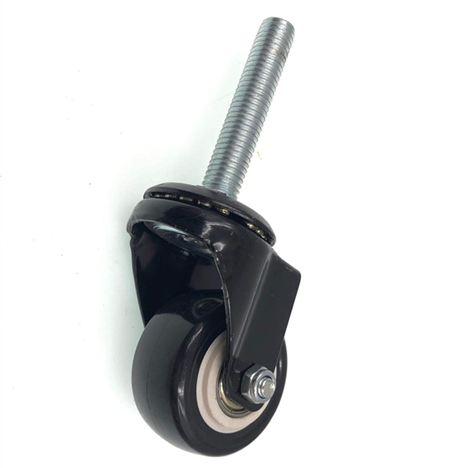 Lot de 4 roulettes pivotantes de 5,1 cm avec tige filetée en polyuréthane pour meubles et établis, double roulement, charge 150 kg