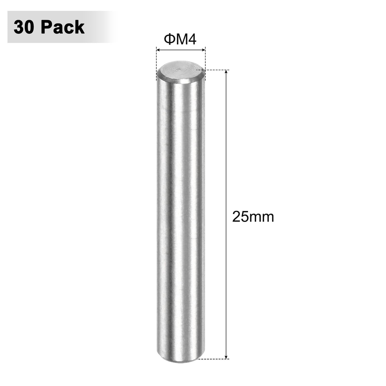 M METERXITY 30-Pack 4 x 25mm Dowel Pin, 304 Stainless Steel Support Pin Fastener Elements for Metal Devices/Wooden Projects - Image 3