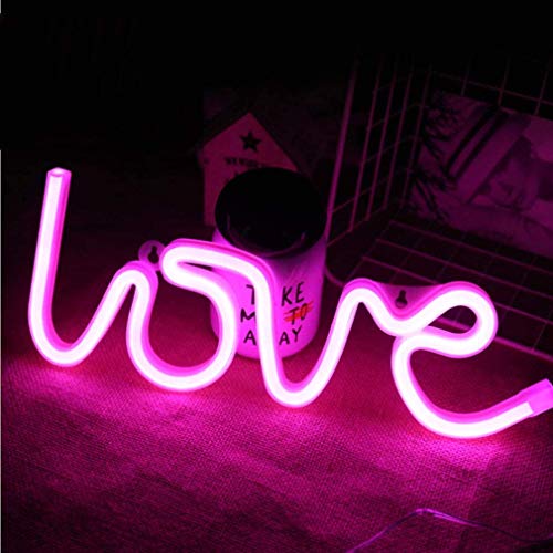 Image of Quace Love Neon Signs Light LED Neon Art Decorative Lights Wall Decor for Bedroom, House, Bar, Pub, Hotel, Beach, Recreational (Pink)