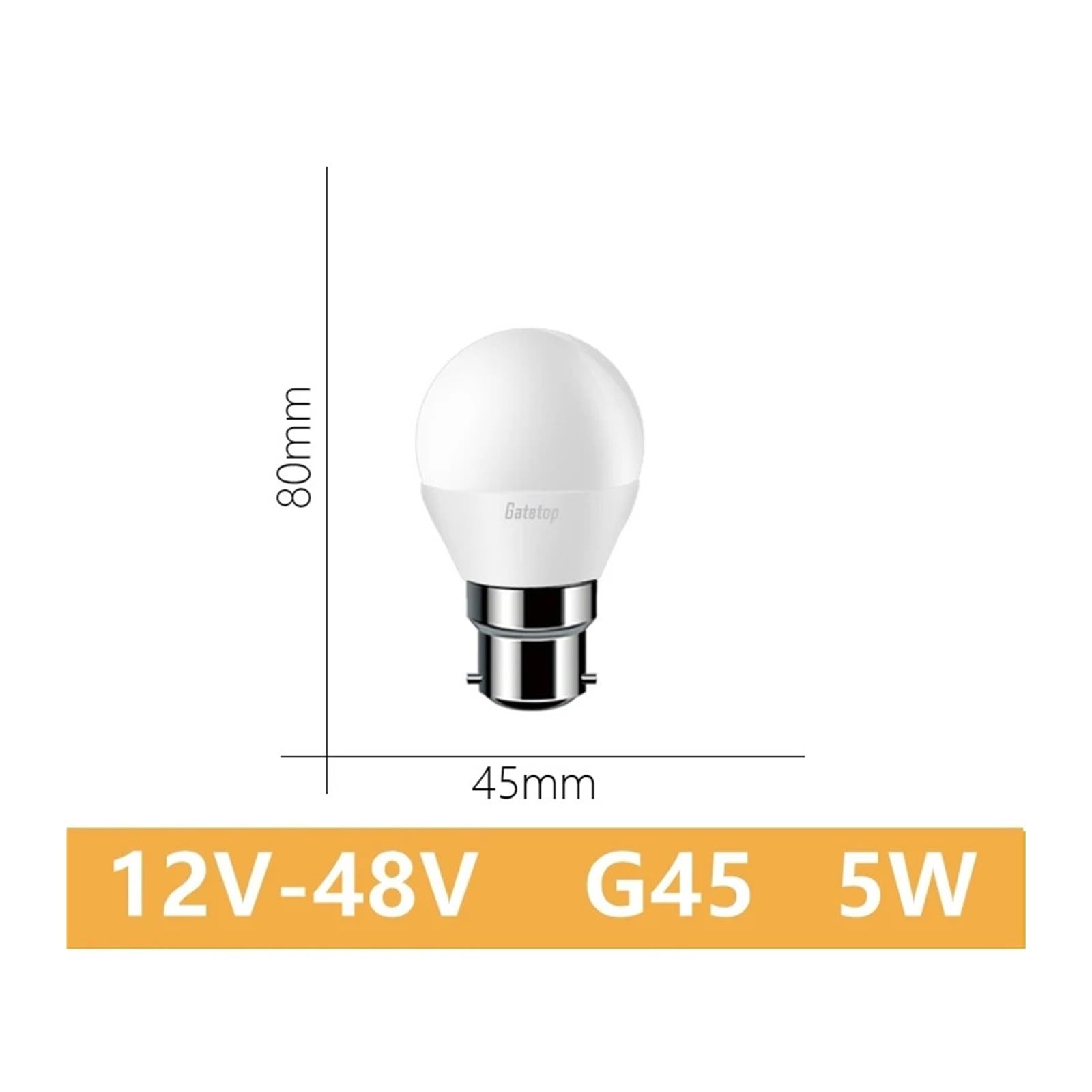 Żarówka LED niskonapięciowa AC/DC12V 24V 36V 48V E27 B22 10W Bombilla do żarówek Led na energię słoneczną 12 woltów niskiego napięcia oświetlenie lampy (Size : 3000K, Material : G45 5W B22_8 PCS_NO
