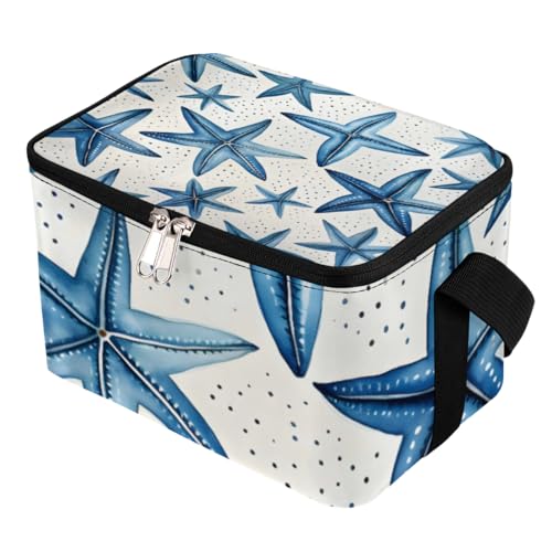 GzLeyigou Lunch Bags for Women Men 9 Cans,Starfish Hot & Cold Food Delivery Bag Insulated Grocery Bag Insulated Lunch Box Ocean Starfish blue Cooler Bag for Office Work Picnic Beach