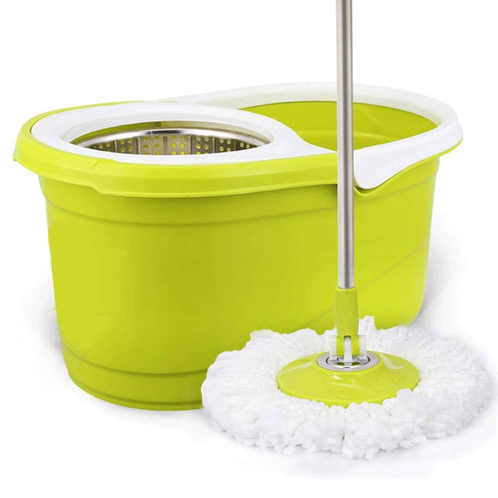 Vadrouille rotative kit nettoyage avec seau acier inoxydable et microfibre