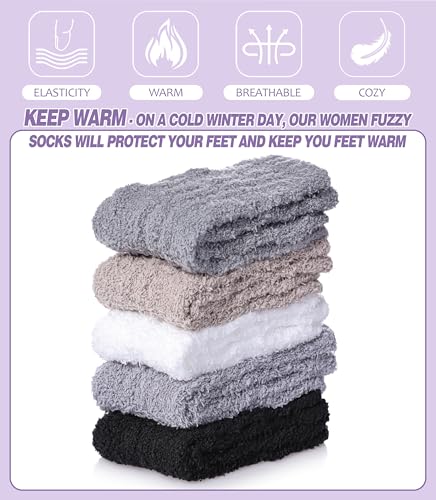 Image of Womens Fuzzy Socks Cozy Fluffy Slipper Soft Winter Warm Home Sleeping Christmas Socks