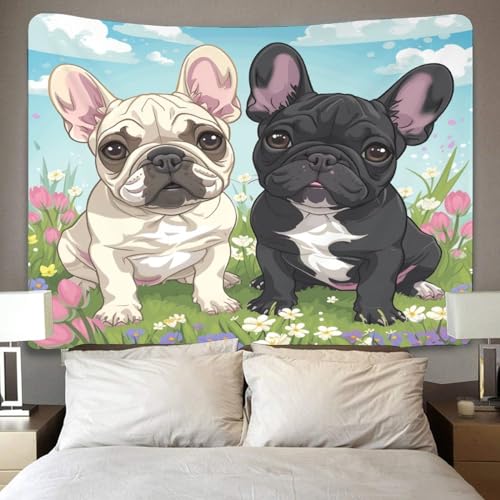 Couverture murale 3D bouledogue français tapisserie polyester 150x200 cm - 4