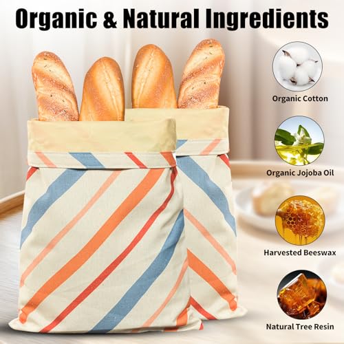 Yeshartg Reusable Beeswax Bread Bags, 2-Pack Organic Beeswax-Lined Cotton Storage Bags for for Homemade Bread & Sourdough Storage, Airtight Freshness Keeper for Homemade, Bakery Essentials - image 3