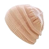 [ココロ] 抗がん剤／医療用帽子 オーガニックボーダー編みキャップ【冬用】【無縫製】 (フリー, ベビーピンク)