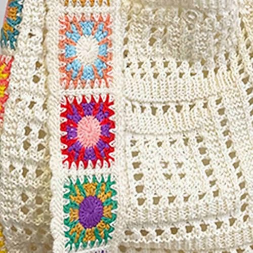 Bolso pequeño de playa tejido para mujer estilo boho miniatura 4