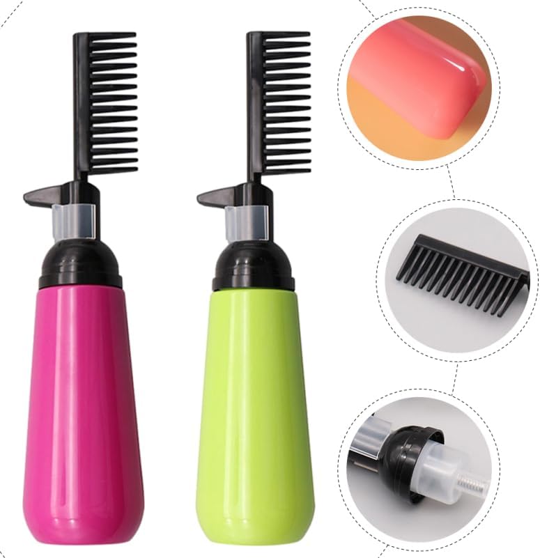 KESYOO 2Pcs Root Comb Applicator Bottle, 130ml Hair Dye Color Dispenser, Plastic Scalp Oil Applicators with Teeth for Home Salon, Assorted Colors 4.3 Oz