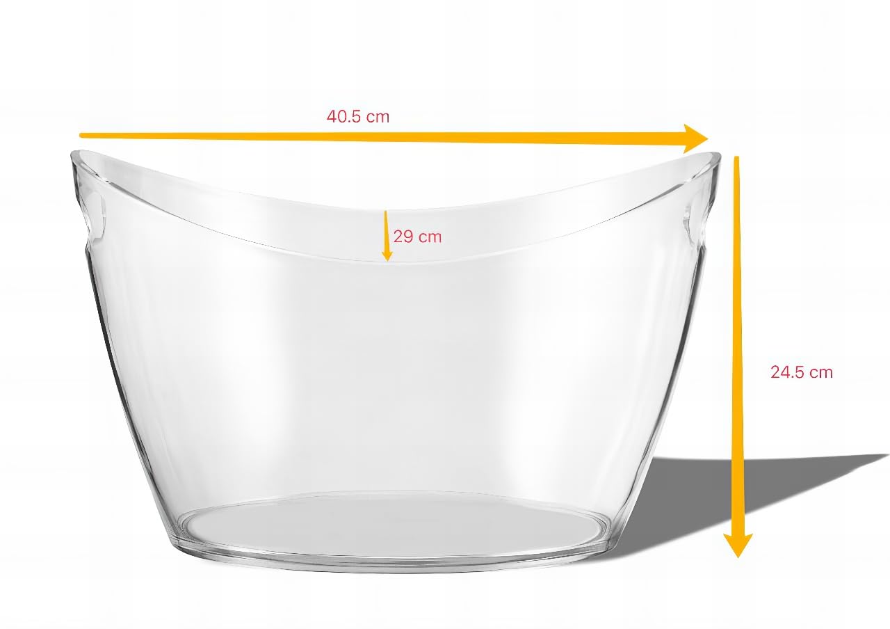 Seau à Glaçons Albufera 12L | Transparent et Ergonomique avec Poignée | Idéal pour Vin et Réceptions | Inclut Bague Anti-Goutte, Transparent, 40,5 x 29 x 24,55 cm, Plastique | Plastique PS, 40,5 x 29 x 24,5 cm, léger et résistant, pour boissons et bouteil