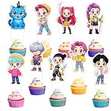 27pcs Demon Hunters Cake Decorations with 30pcs Cupcake Toppers Party Supplies for Kpop Themed Birthday Decorations
