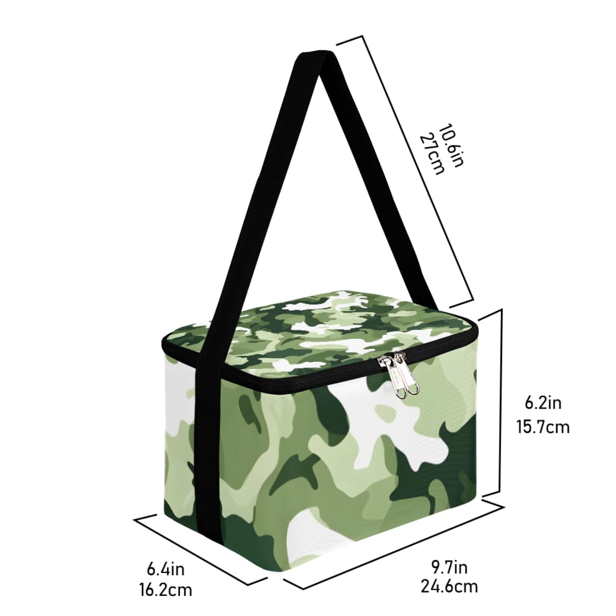 Lunch Bags for Women Men 9 Cans,Fashion Camo Green Hot & Cold Food Delivery Bag Insulated Grocery Bag Insulated Lunch Box Camouflage Texture Cooler Bag for Office Work Picnic Beach