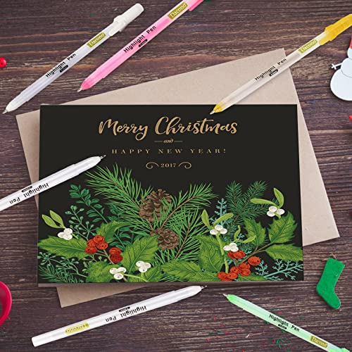 Dacono 20 Packs Gold Silver White Gel Ink Pen, 8 Colors Fine Point White Pens For Highlighting On Markers Colored Pencils Watercolor Paintings Black Paper Drawing Coloring Adult Kids Artists #TOP5
