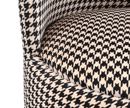 Image of NACIA Velvet Printed Ottoman Chair with Stool Combo | Dressing Table Chair for Bedroom Makeup Room Decor | Modern Upholstered Ottoman with Wooden Legs for Home (18x18x32 Inches, Black & White)