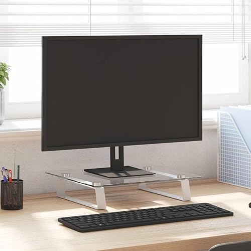 Soporte para monitor blanco 15.7 "x 13.8" x 3.1" vidrio templado y metal SH20332A
