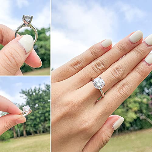 AINUOSHI 3 Carat Cushion/Round Cut Cubic Zirconia CZ Sterling Silver 925 Solitaire Wedding Engagement Ring (round-shape, 8.5)3