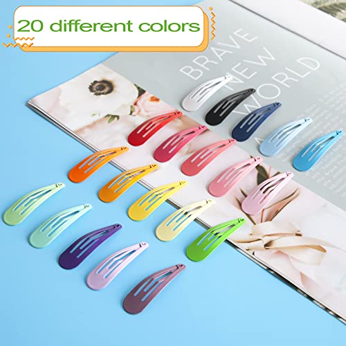 100Pcs Snap Hair Clips, Premium Kids Barrettes Metal Non Slip Hair Bow Clips For Girls Toddler, 2 Inch 20 Colors #TOP1