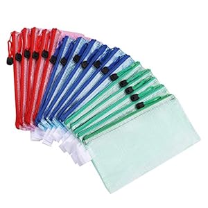 NUOBESTY A6 Size Mesh Clear Zipper Pouch Plastic Zip Bestand Mappen Multifunctionele Reistassen Voor Kantoorbenodigdheden En Reizen Organisatie 16Pcs (Willekeurige Kleur)