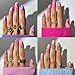 144Pcs Press On Nails - Medium Almond-Shaped Fake Nails - 6 Styles - Shiny Pink Nail Flower Pattern - Cat-Eye Nails - Suitable For All Seasons - Full Coverage - Reusable Storage Box