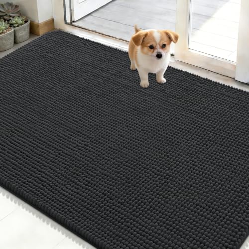 Image of OLANLY Dog Door Mat for Muddy Paws 48x30, Absorbent Chenille Mud Doormat