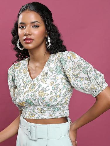Image of Tokyo Talkies Women's Short Sleeves V-Neck Printed Tops| Stylish Casual wear