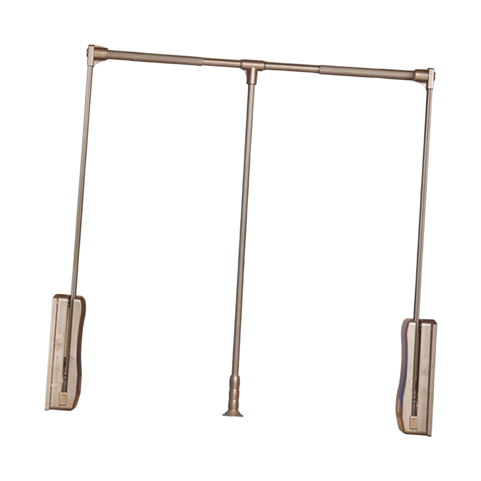 Bothyi Pull Down Closet Rod Wardrobe Hanger Clothing Rack Storage Accessory Adjustable Width Wardrobe, Brown