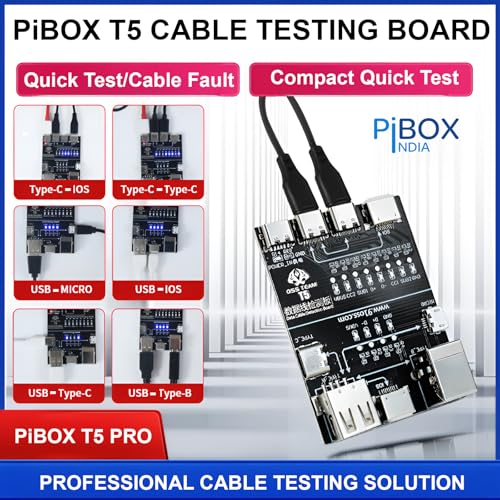 Image of PiBOX India T5 PRO Advanced Digital Cable Tester - Professional 8-Point LED Diagnostic Tool for USB-C /Lightning /Micro-USB - Universal Lab-Grade Testing Board