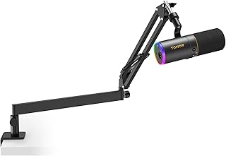 TONOR USB/XLR Micro Dynamique avec Bras Support, PC Microphone Cardioïde RGB pour Gaming, Streaming, Podcasting, Enregistrement Vocal, Micro en Métal pour Mixer Cartes Son, TD520S+