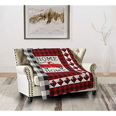 Virah Bella - Quilted Throw Blanket 50"x60" - Lightweight Throw Quilt for Accent, Decor, or Bedding - Farmhouse-Themed Blanket Cover