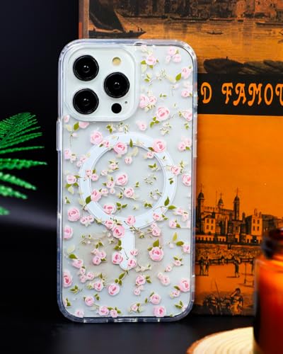 Coque anti-choc pour iPhone 16 Pro compatible MagSafe avec motif fleurs - 4