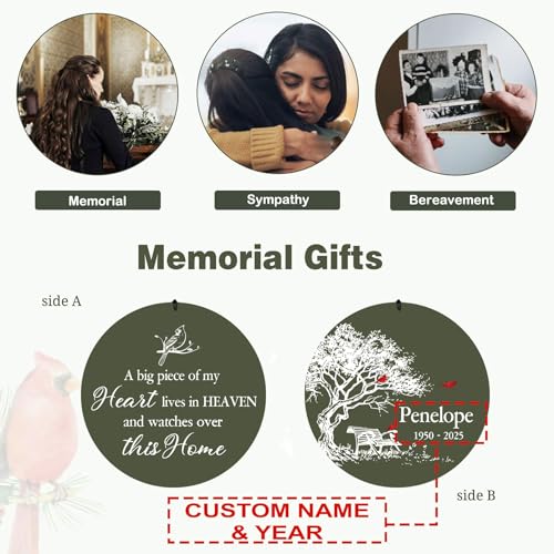 Image of ASTARIN Personalized Wind Chimes Memorial, 30 /36 in Cardinal Memorial Wind Chimes, Life Tree Custom Sympathy Gifts in Loving Memory of Mom /Dad, Wind Chime for Loss of Loved Ones(Produced in Texas)