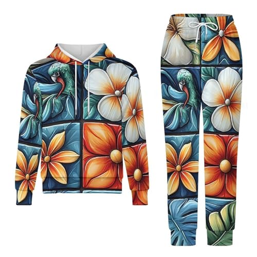 Boys Girls 2 Piece Sets Hoodie and Pants Sweatshirt Set 2 Pieces for Kids, Brazilian Patterns Retro4