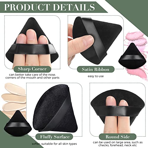 Triangle Makeup Sponge 4 Pcs Cosmetics Face Powder Puff Foundation Soft Triangle Powder Puff Velvet Powder Puff Body Powder Cushion Puff Dry Wet Powder Puff Pads for Loose Powder (Black) - Image 4