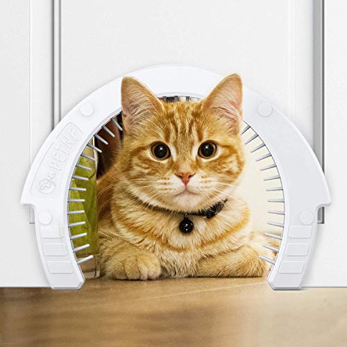 Interior Cat Door Pet Door for Cats with a Removable Cleaning Grooming Brush Large Pet Cat Pass for Adult Cats up to 35 lbs Easy to Install Indoor Cat Door Detailed Instructions Plus Screws Caps