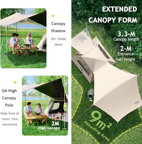 Carpa de camping 2 en 1 con toldo y tapete térmico miniatura 3