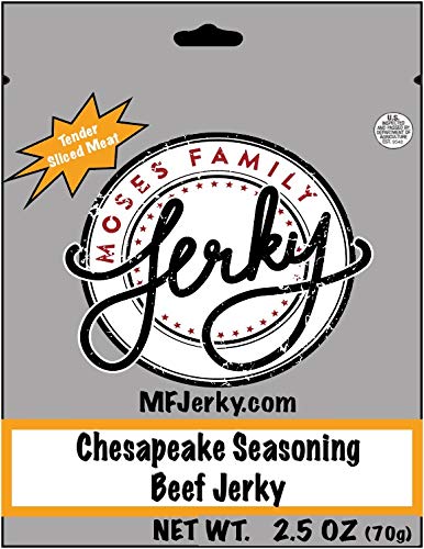 Moses Family Jerky, Old Chesapeake Bay Seasoning Beef Jerky, 2.5 Ounce, Bite Sized Sliced Meat