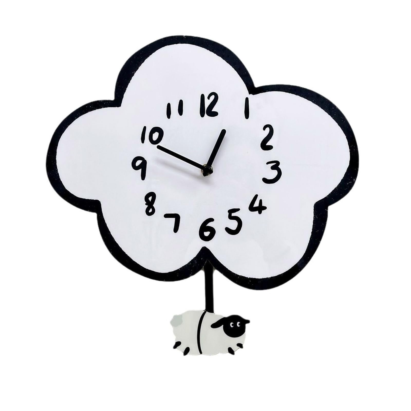 HDOYTXXM Quiet Cartoon Clouds Sheep Wall Clock Battery Operated Decorative with Swing Pendulums Ornament Home Decors Cartoon Quiet