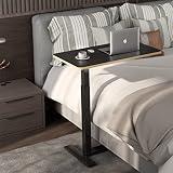 SANODESK Medical Adjustable Overbed Bedside Table with Hidden Casters, Pneumatic Mobile Laptop Compu