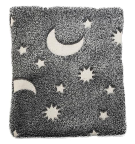 Hotties Microwave Hot Water Bottle - Glow in The Dark Stars and Moons Fleece Grey
