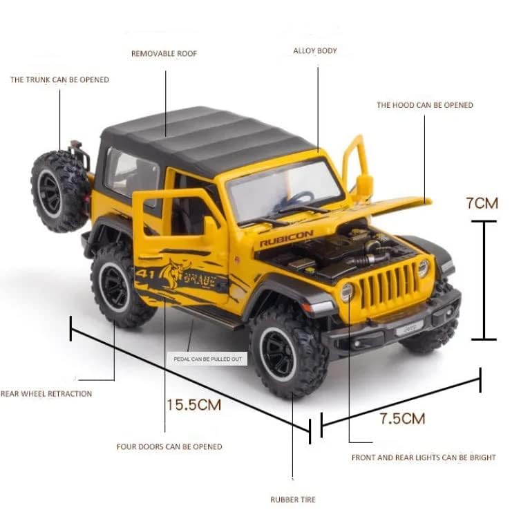 Image of Pull Back Vehicles | Friction Power Toy with Lights Music| Trucks for 3+ Years Old Kids Boys Girls | Multicolor (Wrangler Rubicon)