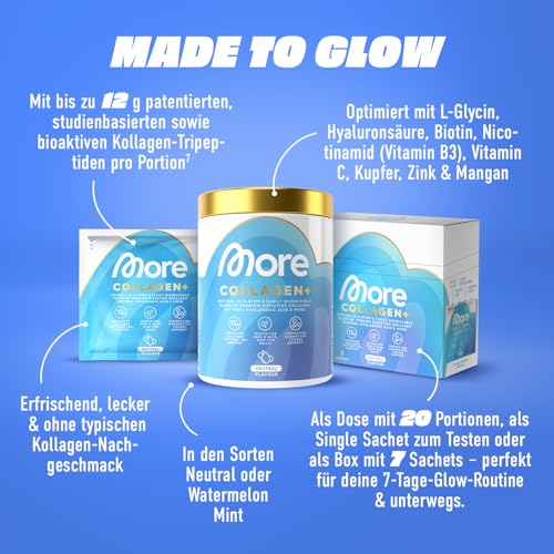 MORE Collagen+, Neutral, mit Kollagenhydrolysat, Hyaluronsäure, 300 g – Ansicht 2