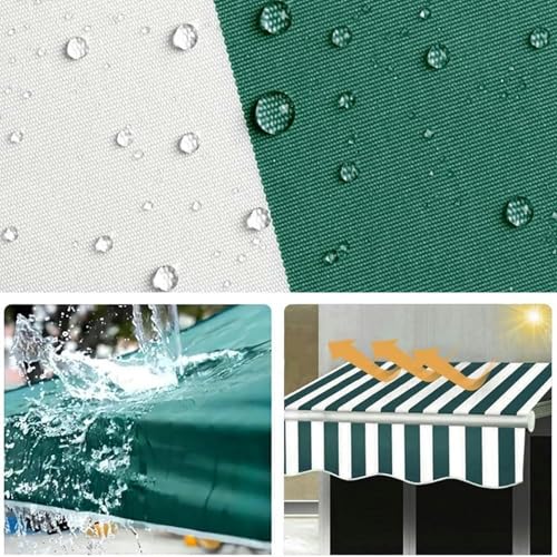 Cubierta de sombrilla de repuesto tela de toldo raya verde 16x6.5ft 3