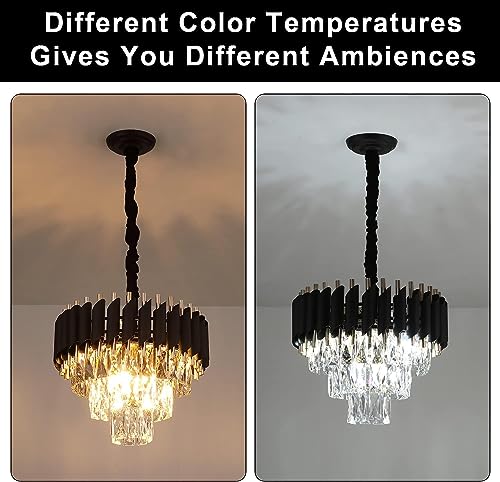 Image of Manraj Modern Crystal Chandelier, 40 cm Round, 3-Tier Black and Gold, K9 Crystal Ceiling Light Fixture for Living Room and Hallway (Black & Gold, 400mm)