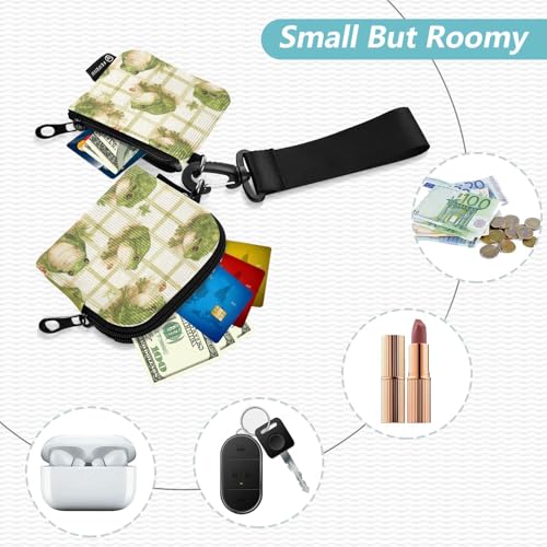Lovely Green Frog Women's Dual Wallets Business Card Cases Minimalist Change Purse Key Holder with Zipper Coin Pocket for Work Travel 2 Packs estuches para tarjetas de credito2