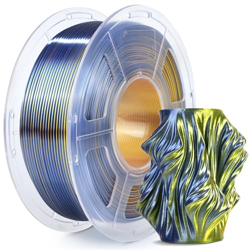 Image of SUNLU Silk Dual Color Pla Filament, Silk PLA 3D Printer Filament 1.75mm, Shiny Silk Texture, Dimensional Accuracy + /- 0.02mm, 1KG Spool (2.2 lbs), PLA Silk Dual Color (Black Gold)