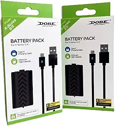 Kit 2 Baterias Recarregáveis + Cabo USB Tipo C Preto para Controle Manete de Xbox Series X/S Completo