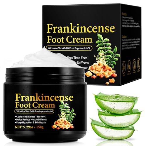 Crème pour Pieds Fatigués - Soin Réparateur à l‘Encens et Menthe Pure, Apaisement Intense de la Voûte Plantaire - 150g