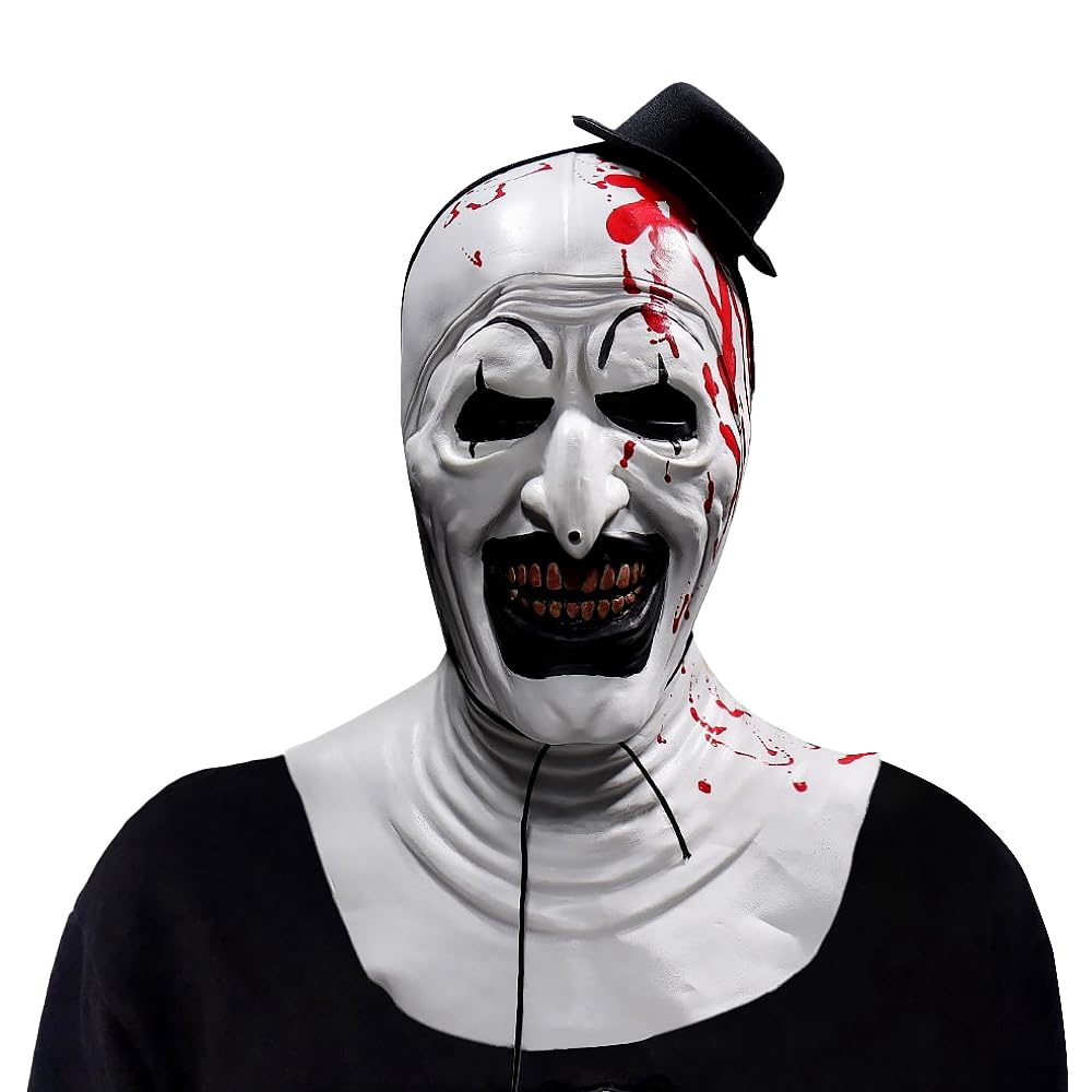 Rppiup Halloween Mask, Scary Horror Mask, Terrifier Clown Másk for Unisex Adults, Latex Full Head Másks Perfect for Halloween Cosplay Party