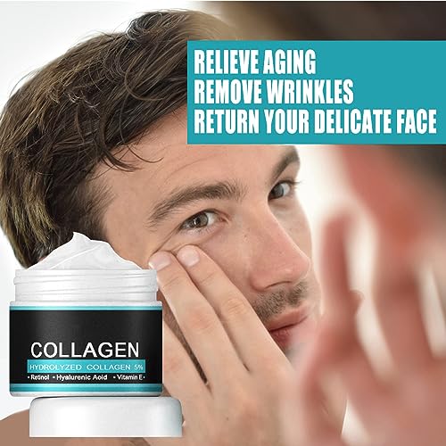 Collagen Mens Anti-Wrinkle Cream,Mens Anti-Aging Facial Cream,Collagen Men's Anti-Aging Cream,Skin Tightening Mens Cream,Particle Face Cream for Men,Face Firming Cream Tightening and Lifting,30G - Image 3